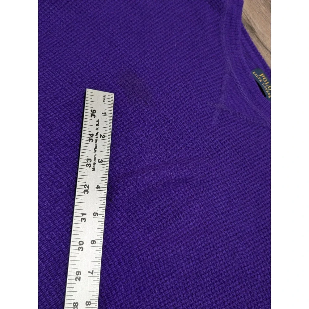 Polo Ralph Lauren Purple 100% Cashmere Waffle Knit Thermal‎ Sweater Medium READ